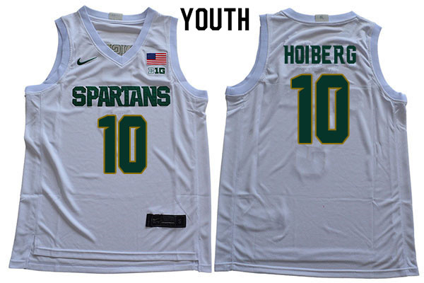 Youth Michigan State Spartans #10 Jack Hoiberg NCAA Nike Authentic White College Stitched Basketball Jersey SR41Y36BV